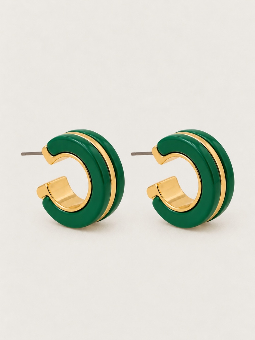 New! Green Gold Hoop Earrings NWOT